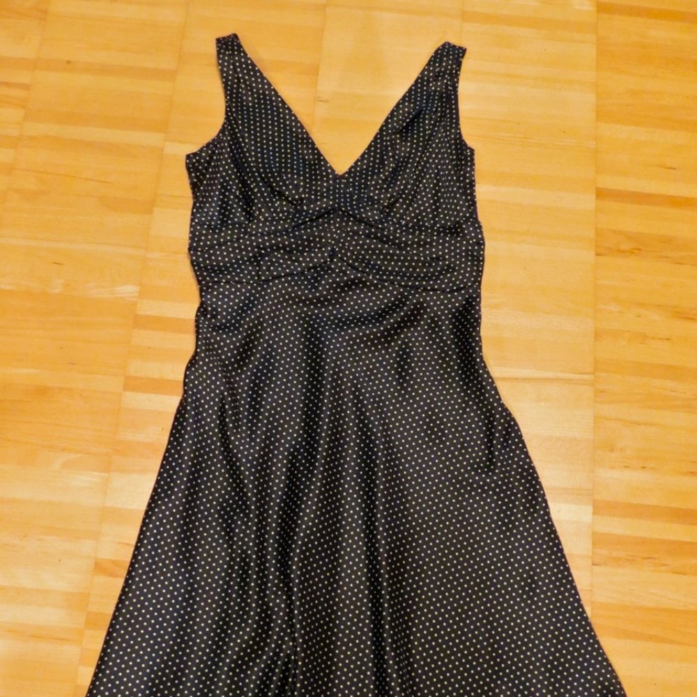 ANTONIO GUAL polka dot silk midi dress 4 S